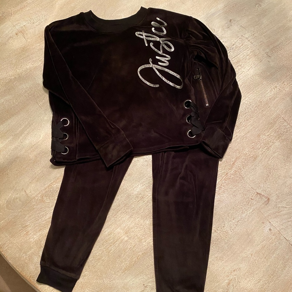 Justice Black Velour Sweatsuit